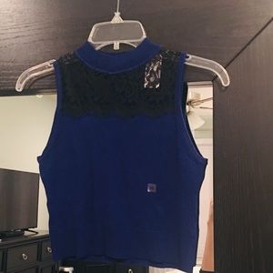 Express crop lace sweater top